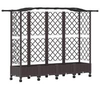 Jardinière surélevée vidaXL avec treillis et toit, marron, 203,5 x 40 x 129 cm, PP
