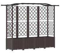 Jardinière surélevée vidaXL avec treillis et toit, marron, 204 x 40 x 138 cm, PP