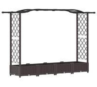 Jardinière surélevée vidaXL avec treillis et toit, marron, 207 x 40 x 123 cm, PP