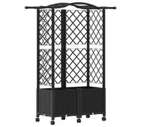 Jardinière surélevée vidaXL avec treillis et toit, noir, 122 x 40 x 144 cm, PP