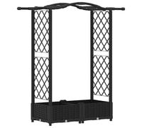 Jardinière surélevée vidaXL avec treillis et toit, noir, 124 x 40 x 123 cm, PP