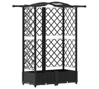 Jardinière surélevée vidaXL avec treillis et toit, noir, 124 x 40 x 126 cm, PP