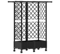 Jardinière surélevée vidaXL avec treillis et toit, noir, 124 x 40 x 127 cm, PP