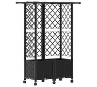Jardinière surélevée vidaXL avec treillis et toit, noir, 124 x 40 x 142 cm, PP