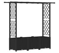 Jardinière surélevée vidaXL avec treillis et toit, noir, 162,5 x 40 x 138 cm, PP