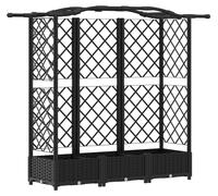 Jardinière surélevée vidaXL avec treillis et toit, noir, 163 x 40 x 126 cm, PP