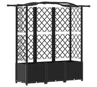 Jardinière surélevée vidaXL avec treillis et toit, noir, 163 x 40 x 141 cm, PP