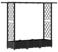 Jardinière surélevée vidaXL avec treillis et toit, noir, 164 x 40 x 123 cm, PP