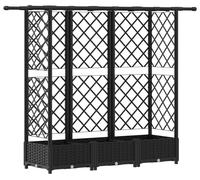 Jardinière surélevée vidaXL avec treillis et toit, noir, 164 x 40 x 123 cm, PP
