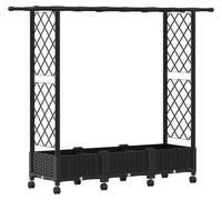 vidaXL Jardinière surélevée avec treillis et toit Noir 164 x 40 x 127 cm PP