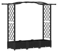 Jardinière surélevée vidaXL avec treillis et toit, noir, 169 x 40 x 123 cm, PP