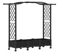 Jardinière surélevée vidaXL avec treillis et toit, noir, 169 x 40 x 129 cm, PP