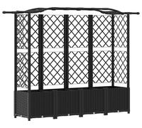 Jardinière surélevée vidaXL avec treillis et toit, noir, 204 x 40 x 141 cm, PP