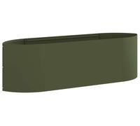 Jardinière surélevée vidaXL pour le jardin, vert olive, 140 x 40 x 40 cm, en acier