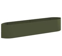 Jardinière surélevée vidaXL pour le jardin, vert olive, 220 x 40 x 40 cm, en acier