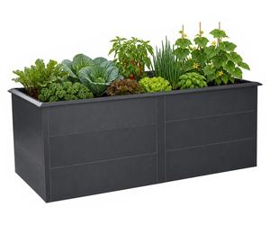 Jardinière surélevée Zelsius en acier galvanisé 200 x 100 x 77 cm, anthracite RAL 7016, bac à plantes, potager, parterre de fleurs, bac de jardin