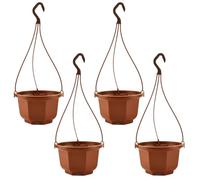 Jardinière suspendue en plastique, paquet de 4 jardinières suspendues en plastique avec crochets, paniers pour plantes d'extérieur et d'intérieur, panier 'orchidées octogonal pour jardin, porche, dé
