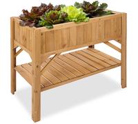 Jardinière - TECTAKE - Carré potager de jardin sur pied, idéal pour terrasses, en bois de pin résistant, 119 x 57 x 90 cm - Marron