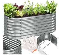 Jardinière - TECTAKE - Carré potager FLORMMA table, capacité 603 L, en acier galvanisé, gants inclus, 160 x 80 x 60 cm - Argent