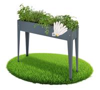 Jardinière - TECTAKE - Carré potager sur pied CALENDULA de 42 L, en acier lâqué époxy 98,5 x 26 x 82,5 cm - Gris anthracite