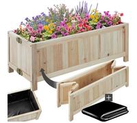 tectake® Lit de Jardin Carré Potager de Jardin surélevé, Bac à semis Jardiniere Pliable en Bois de Sapin, Bâche d'étanchéité Aménagement Serre de Jardin Jardiniere Exterieur Grande Taille 70x30x25 cm