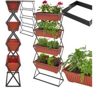Jardinière - TECTAKE - Jardinière verticale avec 4 grands bacs en polypropylène, 52 x 21 x 127 cm - Marron