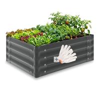 Jardinière - TECTAKE - Plate-bande surélevée SALVIA en acier galvanisé, ergonomique, fond ouvert, 130 L, 80 x 60 x 30 cm - Gris