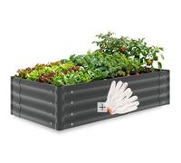 Jardinière - TECTAKE - Plate-bande surélevée SALVIA en acier galvanisé, ergonomique, fond ouvert, 200 L, 120 x 60 x 30 cm - Gris