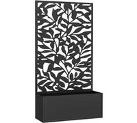 Jardinière - Outsunny - avec treillis comme panneau d'intimité - rectangulaire - en métal - 61 x 23 x 113 cm - noir