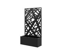 Outsunny Jardinière avec Treillis, Brise-Vue paravent, jardinière extérieure métal sur Pieds ou Murale, Motif de Lignes irrégulières, bac à Fleurs rectangulaire Balcon terrasse, 61x23x113cm, Noir