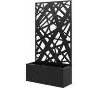 Outsunny Jardinière avec Treillis, Brise-Vue paravent, jardinière extérieure métal sur Pieds ou Murale, Motif de Lignes irrégulières, bac à Fleurs rectangulaire Balcon terrasse, 61x23x113cm, Noir