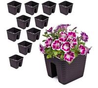 Jardinière - Umbra - 10x Pot De Fleurs - Imitation Rotin - 27.2 Cm - 8.5 L - Marron Multicolore