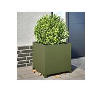 vidaXL Bac à plantes 50x50x50 cm Acier vert olive
