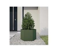 vidaXL Bac à plantes vert olive hexagonal 69x60x45 acier