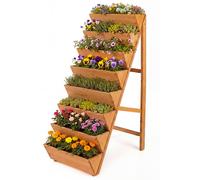 Jardinière verticale COSTWAY à 8 niveaux, jardinière en bois de sapin, jardinière verticale avec bacs à fleurs, jardinière en bois en forme d'escalier, jardinière orange