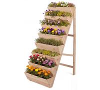 Jardinière verticale COSTWAY à 8 niveaux, jardinière en bois de sapin, jardinière verticale avec bacs à fleurs, jardinière en bois en forme d'escalier, jardinière naturelle