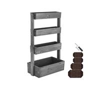 Jardinière verticale en bois laqué avec toile de paillage inclus gris