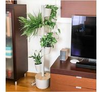 Jardinière verticale grise à 4 pots et arrosage automatique wi-fi
