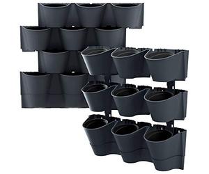 Jardinière verticale Prosperplast Cascade Wall en plastique de couleur anthracite 67 (L) x 17,7 (l) x 57 (H) cm