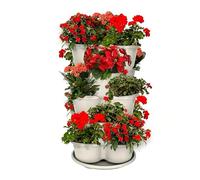 Jardinière Verticale Tour à Fraisiers Empilable 5 Niveaux avec Roulettes | Tour À Planter Strawberry Pour la culture de légumes grimpants, fruits, cerises, terrasse, extérieur, balcon, patio,