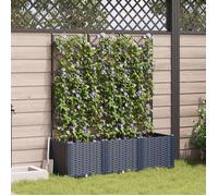 vidaXL Jardin - Jardinière, lot de 3, gris, 120 x 40 x 143 cm, plastique