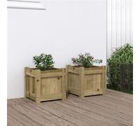 Jardinières 2 pcs bois de pin imprégné Marron G