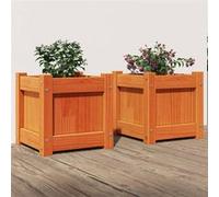 Jardinières 2 pcs cire marron bois de pin massif G