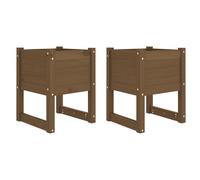 Jardinières 2 pcs Marron miel 40x40x52,5 cm Bois massif de pin