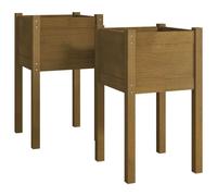 Jardinières 2 pcs Marron miel 40x40x70 cm Bois de pin massif