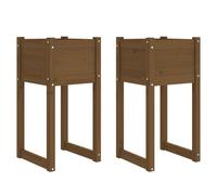 Jardinières 2 pcs Marron miel 40x40x81 cm Bois massif de pin