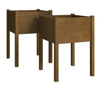 Jardinières 2 pcs Marron miel 50x50x70 cm Bois de pin massif