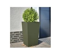 Jardinières 2 pcs vert olive 45x45x75 cm acier, jardinière d'extérieur, boîte à fleurs, boîte de jardin, jardinière 851101