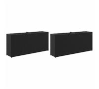 Jardinières avec 2 pots 2 pcs noir 90x20x40 cm résine tressée