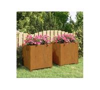 vidaXL Jardinière avec pieds 2 pcs. Rouillé 49x47x50 cm acier corten